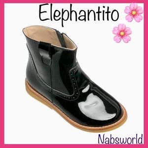ELEPHANTITO “MADISON” BLACK PATENT LEATHER BOOTS!